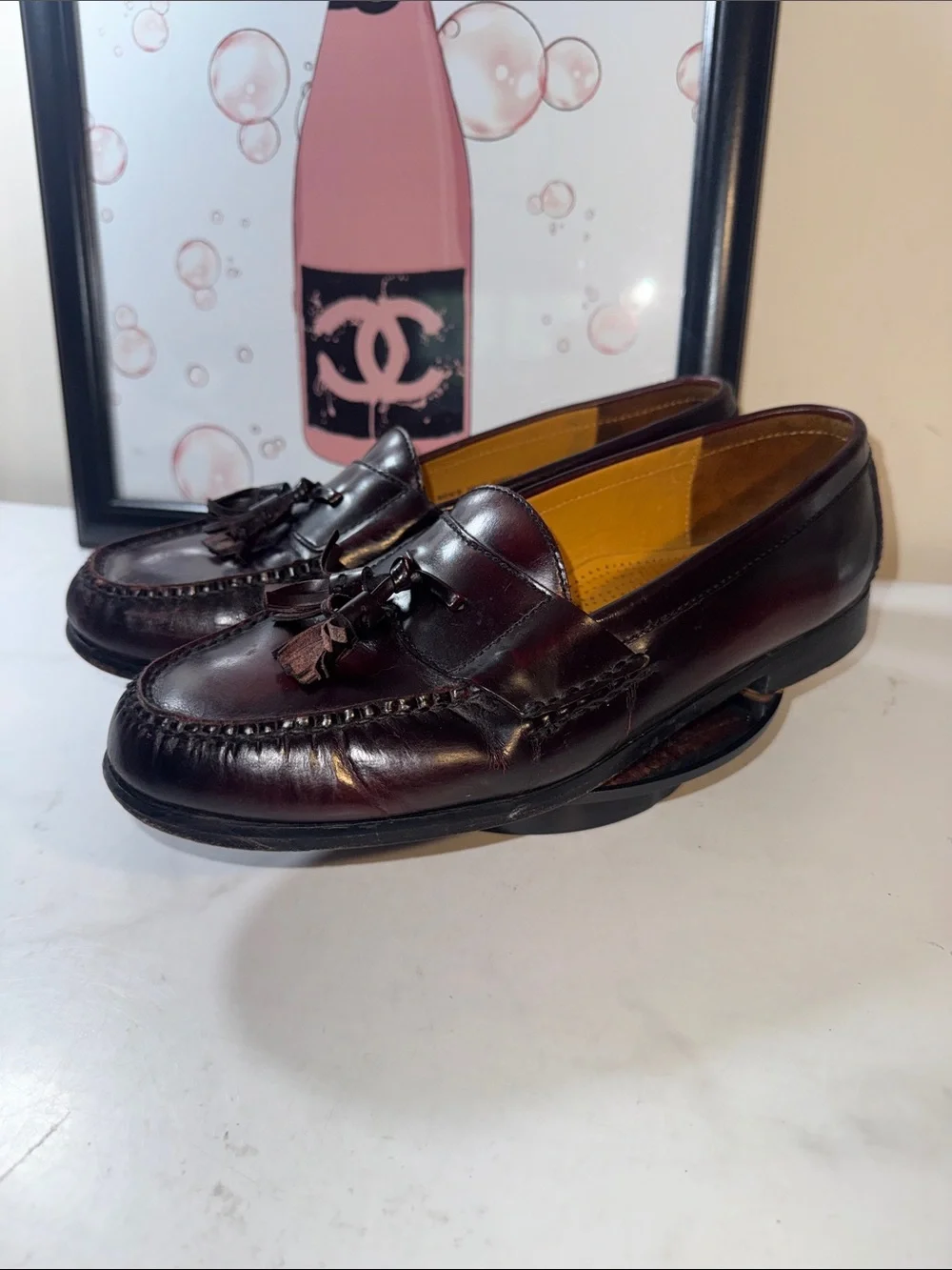 Cole Haan Men's Tassel Loafers in Deep Burgundy Leather - Size 10.5D